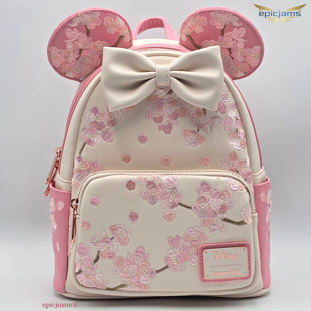 Loungefly Disney Minnie Mouse Cherry Blossom Ears Pink Mini Backpack New